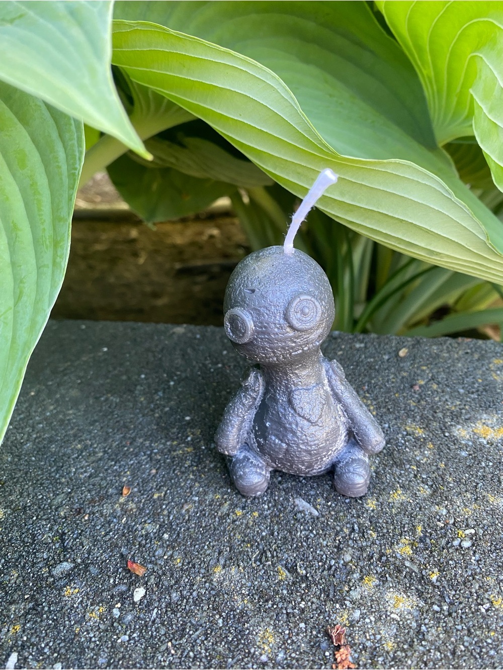 Handmade Metallic Gray Creature Candle